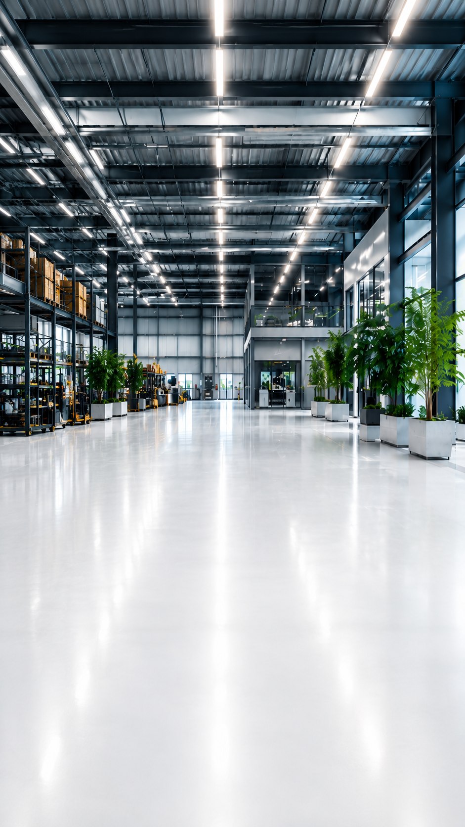 Gewerbliche LED-Umrüstung in einer modernen Lager- und Gewerbefläche